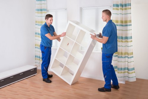 Professional movers handling boxes and household items for a local Ilford relocation